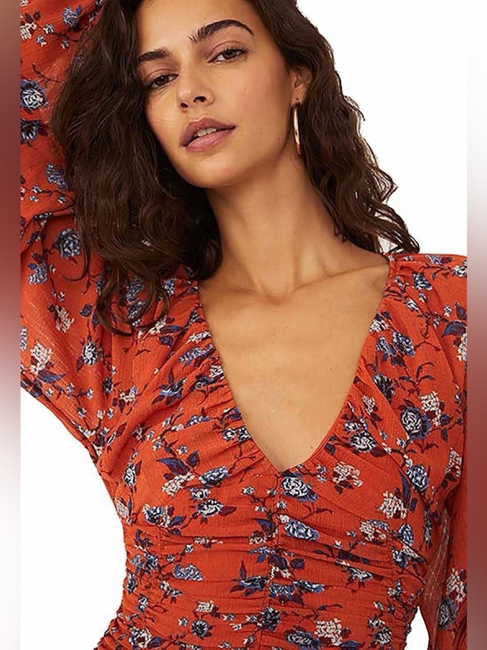 Free People Rust-Orange Long Sleeve Top